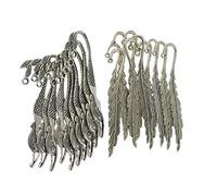 Jiangbered 20 Marque-pages En Argent Tibétain avec Plumes de Sirène et Perles