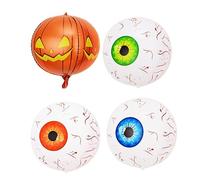 Jiangbered 3 Pièces Ballon Gonflable Yeux Effrayants Décoration Halloween Aluminium Léger Accessoire Saignant Convient pour Fête Jardin Pelouse Cour Extérieur, 4 PIÈCES