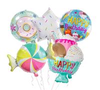 Jiangbered Ballons de Crème Glacée Ballons Joyeux Anniversaire, Ballons En Aluminium Beignet Joyeux Anniversaire pour Anniversaire Doux, Fournitures de Fête, Bonbons