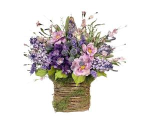 Jiangbered Couronne En Panier, Composition Florale, Décoration de Porte, Panier En Rotin Artificiel, Splendeur Florale Artisanale pour Les Fêtes de Fami