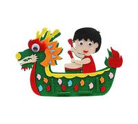 Jiangbered DIY Kit Bateau Dragon 3D Coffret Accessoires Felt Animaux Activité Manuelle Festival Matériau Non Tissé Fonction Education Adapté pour Groupe Scolaire, Le Batteur