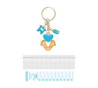 Jiangbered Lot de 10 Porte-clés de Pieds de Bébé avec Sac à Bonbons et Crochet Métallique. Accessoire « Merci » Zama, Idéal pour Un Baptême Ou Un Anni, Bleu