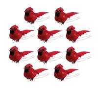 Jiangbered Ornements de Noël En Forme de, Lot de 10, Plumes Artificielles pour Couronnes, Centres de Table et Décorations Artisanales, Rouge Cardinals