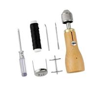 Jiangbered Poinçon de Couture Portable Intégré avec Outil de Couture en Cuir, Accessoires de Fil Ciré et Aiguille Multifonctionnelle à Manche en Bois, Facile à U, A