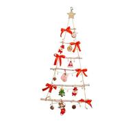 Jiangbered Sapin de Noël Suspendu Mural Sapin Décoration Bois Lumineux Étoile Ornements Adapté aux Décorations Fêtes Maison Bureau Appartement Fenêtre Porte, Rouge