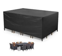 Jianghu Art 200x200x75cm Bâche de Protection Étanche avec Corde et Boucle Verrouillage Housses Table de Jardin 600D Oxford Carre Housse Salon de Jardin