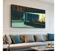 Jianghu Art Edward Hopper Peinture sur toile avec cadre Motif Nighthawks 70 x 140 cm, 70x140cm(28x55in)