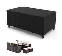 Jianghu Art Housse de table rectangulaire pour extérieur, 8 places, imperméable, coupe-vent, résistante aux déchirures, anti-UV et d'extérieur en rotin noir, 70 x 70 x 70 cm