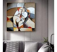 Jianghu Art Picasso Abstrait Célèbre Toile Art Peintures Cadre Noir Mur Art Affiches et Impressions Rêve Femmes Photo Décor À La Maison 90x90cm(35x35in) avec Cadre Noir