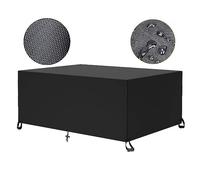 Jianghu Art Protection Table Jardin Exterieur, 140x140x85cm 600D Oxford Tissu Meuble Jardin Housse de Protection, pour Ensembles de Table et de Canapé avec Corde et Boucle Verrouillage