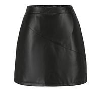 JiangKui Jupe en Cuir Pu Été Femmes Jupe Courte en Cuir Vêtements Pour Femmes Noir, XL