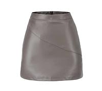 JiangKui Jupe en Cuir Pu Jupe Extensible Élastique Été Femmes Jupe Courte en Cuir Vêtements Pour FemmesCendre de café, l