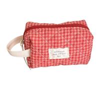 JIANGLIDA Sac de Maquillage à Carreaux pour Femmes capacité en Coton Pinceaux de Maquillage Sac de Rangement Mode Doux Organisateur Pochette Mignon Trousse de Toilette Sac Pratique