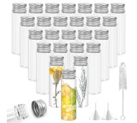 JiangLin de 40 tubes à essai avec bouchon à vis en aluminium, petite verre bouteille sensorielle 20 ml, échantillon de liquide transparent avec 2 entonnoirs et brosse de nettoyage (40pcs-20ml)