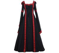 JIANGML 2024 Robe rétro médiévale Femme avec Manches Grandes Tailles Trompette Robe Reine Femme Victorienne médiévale Renaissance Gothique Robe Carnaval Halloween Cosplay fête Princesse Costume Longue