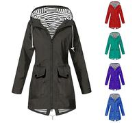 JIANGML 2024 Vêtements Imperméables Femme Couleur Unie Manteau Imperméable Femme Veste de Pluie Femme Veste Coupe-Vent avec Poches et Doublure Zippée Imperméables Vestes Grande Taille Extérieur