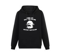 JIANGPANGUANLAN When Gives You Lemons Destroy Capitalism Karl Marx Men Hoodies Unisex Tee Black Pullover Sweatshirts S