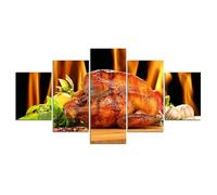 JIANGSHANDAIYOUCAIREN 5 panneaux poulet nourriture viande dîner sur toile impression murale Art poster salon décoration de la maison sans cadre-40x60 40x80 40x100cm