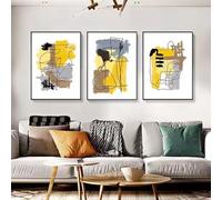 JIANGSHANDAIYOUCAIREN Abstrait moderne art géométrique forme affiche peinture à l'huile salon murale décoration de la maison sans cadre-50x70cmX3