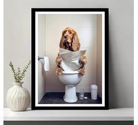 JIANGSHANDAIYOUCAIREN Affiche imprimée sur toile Cocker chien peinture murale fun salle de bain toilette décorationsans cadre-50x70cm