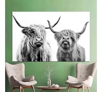 JIANGSHANDAIYOUCAIREN Animaux Highland Vache Affiches Peinture sur toile Impressions Art mural Images Salon Décor de la maison Pas de cadre-C_50x70cm