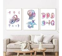 JIANGSHANDAIYOUCAIREN Audiologie Art Anatomie de l'oreille cochléaire médecine peinture murale peinture à l'huile Système auditif affiche médecin décoration de bureau sans cadre-50x70cmX3