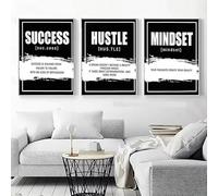 JIANGSHANDAIYOUCAIREN Groupe de 3 phrases inspirantes peinture sur toile lutte réussie affiche inspirante Art mural salon chambre Bureau décoration sans cadre-50x70cmX3