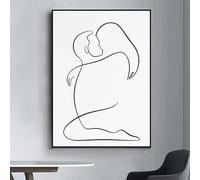 JIANGSHANDAIYOUCAIREN Ligne embrasse amour affiches toile peinture murale art moderne salon chambre à coucher maison décoration cadeau pas cadre-A_30x40cm