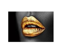 JIANGSHANDAIYOUCAIREN Noir or lèvres peinture à l'huile bouche féminine poster impression salon décoration murale sans cadre-B_30x40cm