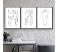 JIANGSHANDAIYOUCAIREN Peinture à l'huile de dent abstraite anatomie humaine squelette impression poster médical wall art picture Clinic médecin Bureau Decoration sans cadre-30x40cmX3