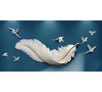 JIANGSHANDAIYOUCAIREN Plume de colombe de paix poster impression peinture à l'huile abstraite murale salon décoration de la maison sans cadre-30x60cm