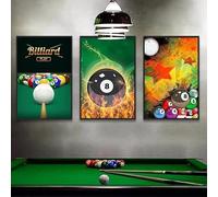 JIANGSHANDAIYOUCAIREN Tableau sur toile billard poster mural salon salle de billard Chambre de garçon décoration de la maison sans cadre-A_30x40cmX3