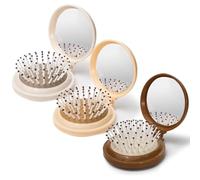 Jiangshaoshuai Lot de 3 peignes de voyage pliables avec petit miroir, peigne à cheveux de poche pliable, mini peigne à cheveux à coussin d'air, adapté pour peigner, masser, cheveux doux, épais et