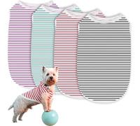 Jiangshaoshuai Lot de 4 débardeurs rayés pour chiens de petite, moyenne et grande taille - T-shirt pour homme et femme - Élastique et doux