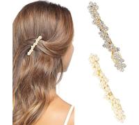 Jiangshaoshuai Lot de 4 pinces à cheveux élégantes dorées avec perles et strass, adaptées pour les mariées, adaptées aux cheveux fins, doux et épais