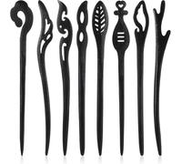 Jiangshaoshuai Lot de 8 épingles à cheveux en bois pour femme - Style vintage chinois - Convient pour les cheveux longs - Accessoires de fourchette à cheveux - Convient pour les femmes et les filles