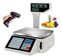 JIANGSS Balance numérique d'une capacité de 30/60 LB,Balance de Caisse enregistreuse, balances d'impression d'étiquettes, Balance de calcul des Prix, avec Caisse et Scanner,A+Gun