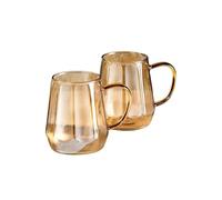 jianguohairsss Ensemble de 2 verres à boire, tasses à café transparentes de 12,3 Oz avec poignée for les boissons au lait et au thé for Party Restaurant Home Office(Gold)