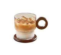 jianguohairsss Ensemble de tasses à café et soucoupes en verre, tasse à Latte glacée transparente de 11.37oz for thé, jus de cappuccino et lait for Party Restaurant Home Office