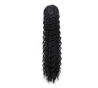 jianguohairsss Ponytail Extension 24 Inch Curly Ponytail Extensions,Synthetic Deep Wave Drawstring for Black Women,Human with Clip In Thick Ponytail Hair Hairpiece(Black)