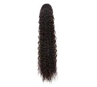 jianguohairsss Ponytail Extension 24 Inch Curly Ponytail Extensions,Synthetic Deep Wave Drawstring for Black Women,Human with Clip In Thick Ponytail Hair Hairpiece(Dark Brown)