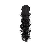 jianguohairsss Ponytail Extension Claw Clip Ponytail,30 Inch Black Pony tail for Women Long Curly Wavy Hair Extensions Synthetic Hairpiece for Daily Party Use(1B)