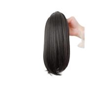 jianguohairsss Ponytail Extension Extension de cheveux synthétiques à clip en queue de cheval raide et douce for femme(Black Brown)
