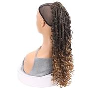 jianguohairsss Ponytail Extension Extension de queue de cheval tressée synthétique de 45 cm (18 pouces) avec pointes bouclées for femmes noires(T27)
