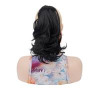 jianguohairsss Ponytail Extension Extension queue de cheval 10" à pince, queue de cheval courte ondulée, postiche synthétique aspect naturel for femmes(1B#)