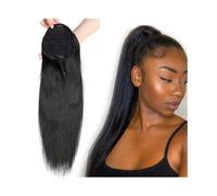 jianguohairsss Ponytail Extension Ponytail 36 Inch Long Straight Drawstring Synthetic Hairpieces Fake Pony Tails Natural Soft Clip In Hair Extension For Women (Natural Black)(32inches)