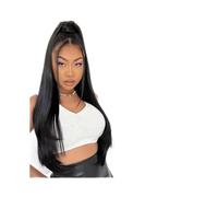 jianguohairsss Ponytail Extension Queue de cheval lisse avec cordon de serrage for femme, extension de cheveux brésiliens vierges à clipser, postiche Remy 35,5 cm(16inches)