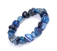 JIANGZ Bracelet Chakra,Bracelet Perlé Créatif Naturel Irrégulier Bleu Foncé Agate Bracelet De Pierres Précieuses Bracelet D'Amitié Charme Réglable Cadeau Porte-Bonheur pour Femmes Hommes Yoga
