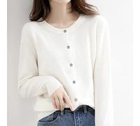 JIANGZ Gilet Femme,Col Rond Blanc Slim Fit Cardigan Court Cardigan Doux Confortable À Manches Longues Tricoté Manteau Ouvert Devant Pull Veste Vêtements D'Extérieur pour Femmes,XL