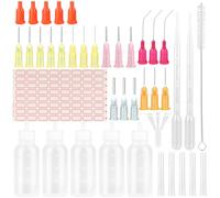 JIANGZHIB Lot de 5 flacons à aiguilles de 30 ml - Pointe d'aiguille de précision - Avec 20 aiguilles fines - Flacon doseur pour remplissage de colle, peinture acrylique, huile